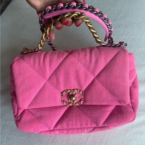 Chanel 19 flip bag quilted denim - Pink - Picture 4 of 4